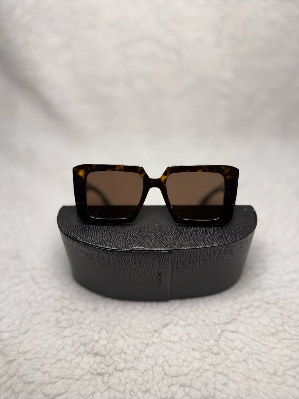 Prada Tortoiseshell Square Frame Sunglasses - Brown Lenses